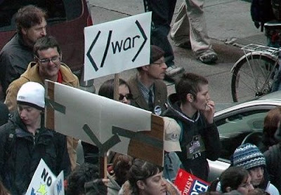 戦争抗議をHTMLタグで表現