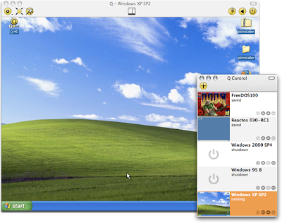 Mac OSX上でWindowsを動作可能な「Q emulator」
