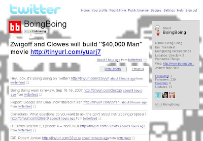 BoingBoingがTwitterサービスを開始した